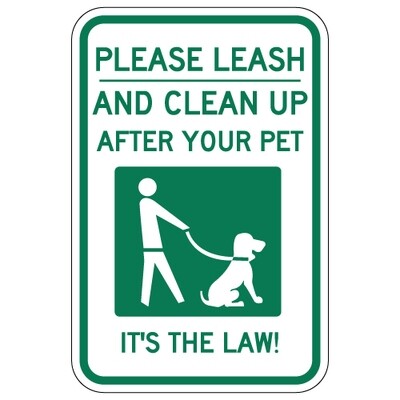 Please Leash and Clean Up After Your Pet Sign - 12x18