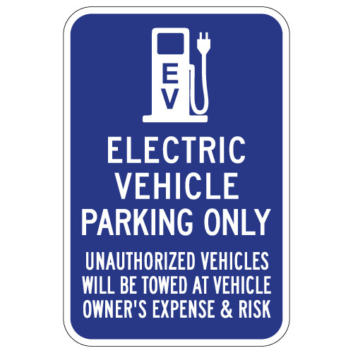 Electric Vehicle Parking Tow Away Sign - 12x18