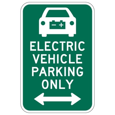 Electric Vehicle Parking Only Sign - Right Arrow - 12x18