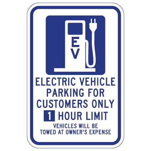 1 Hour Time Limit Electric Vehicle Parking Sign - 12x18