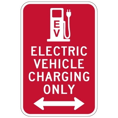 Electric Vehicle Charging Only Sign - Double Arrow - 12x18