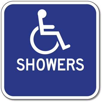 Aluminum Accessible Symbol Showers Sign - With or Without Arrows - 12x12