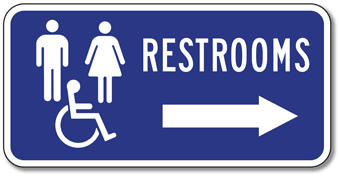 Aluminum Accessible Unisex Restroom Direction Sign - With or Without Arrows - 12x6