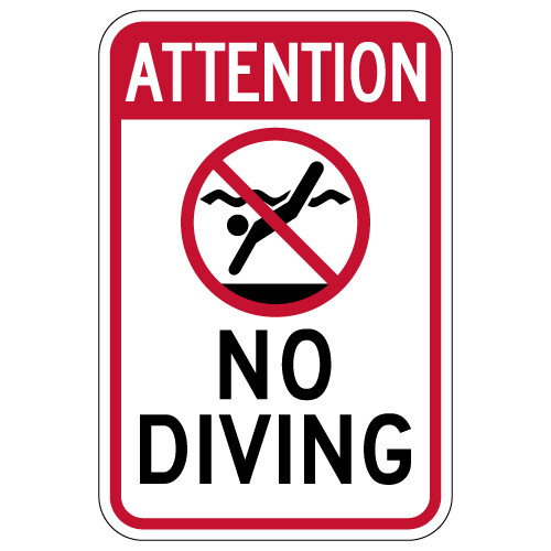 Attention No Diving Sign - 12x18