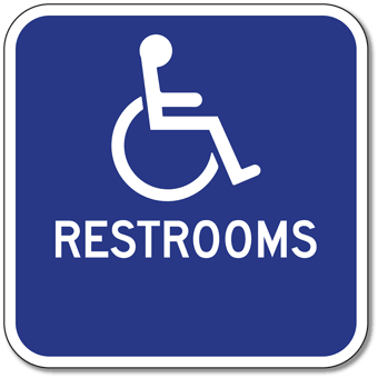 Aluminum Accessible Symbol Restrooms Sign - No Arrows - 12x12