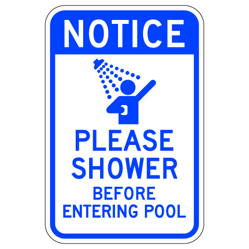 Notice Please Shower Before Entering Pool Sign - 12x18