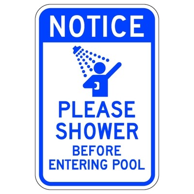 Notice Please Shower Before Entering Pool Sign - 12x18