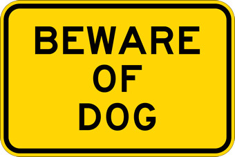 Beware Of Dog Warning Sign - 18x12