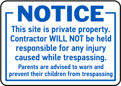 Notice Private Property Sign
12x18