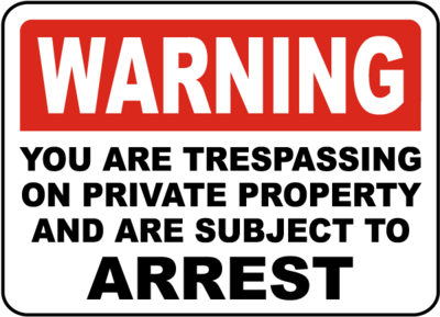 You Are Trespassing Sign
12x18