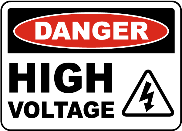 Danger High Voltage Sign - 12x18