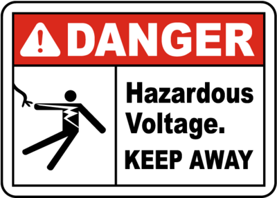 Hazardous Voltage Keep Away Sign
- 12x18