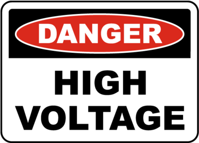 Danger High Voltage Sign no symbol - 12x18