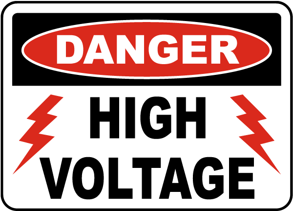 Danger High Voltage Sign with lightning bolts
- 12x18
