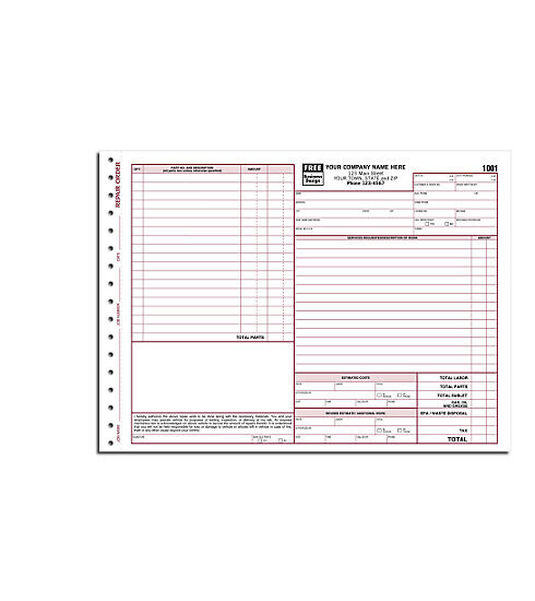 Repair Orders With Large Terms Area
Size: 11 x 8 1/2"