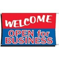Heavy-Duty Scrim Catch All Banner (Welcome Open For Business) (3&#39; x 5&#39;)