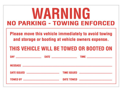 WARNING No Parking - Towing Enforced