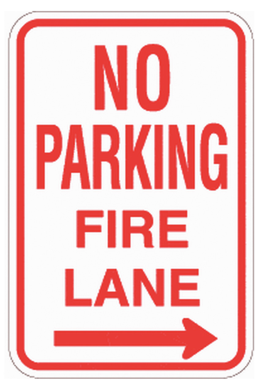 No Parking Fire Lane Right Sign - 12x18