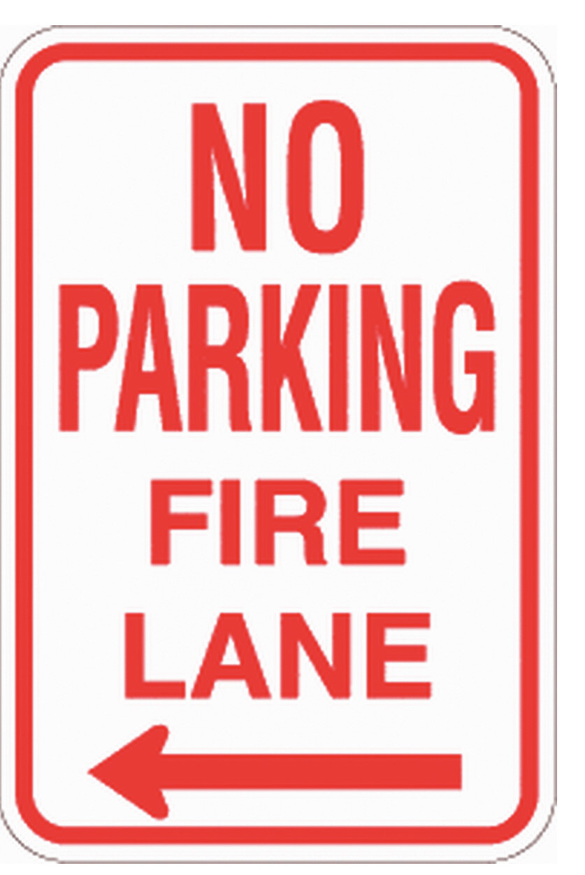 No Parking Fire Lane Left Sign - 12x18