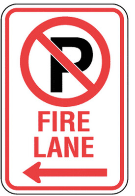 No Parking Fire Lane Left Symbol Sign - 12x18