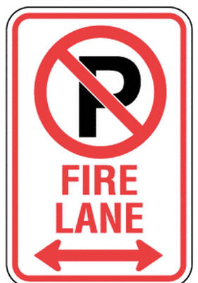 No Parking Fire Lane Double Arrow Symbol Sign - 12x18