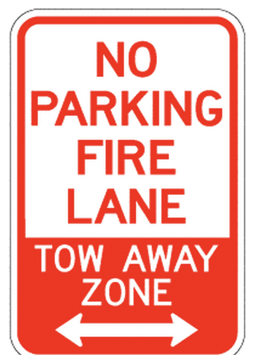 No Parking Fire Lane Tow Away Sign - 12x18