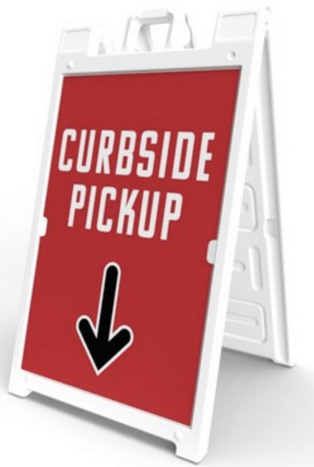 Signicade® Sign Holder (2 Signs) - Curbside Pickup Down Arrow