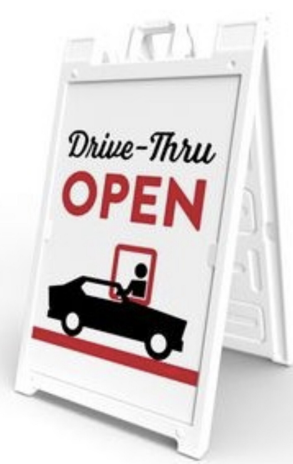 Signicade® Sign Holder (2 Signs) - Drive Thur Open 