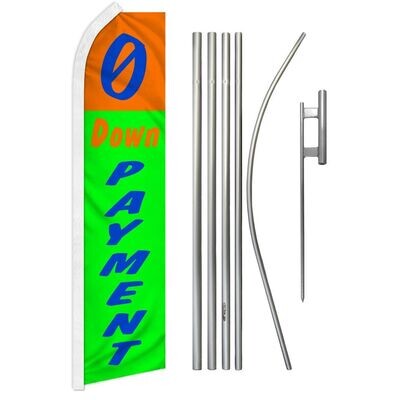 0 Down Payment (Orange &amp; Green) Super Flag &amp; Pole Kit