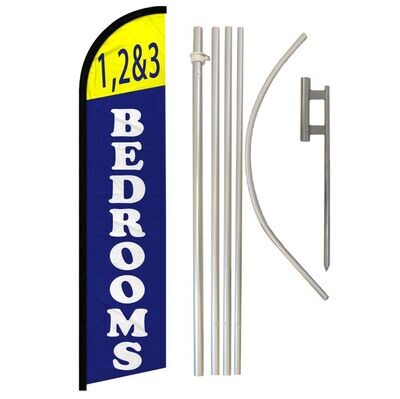 1, 2, &amp; 3 Bedrooms Windless Banner Flag &amp; Pole Kit