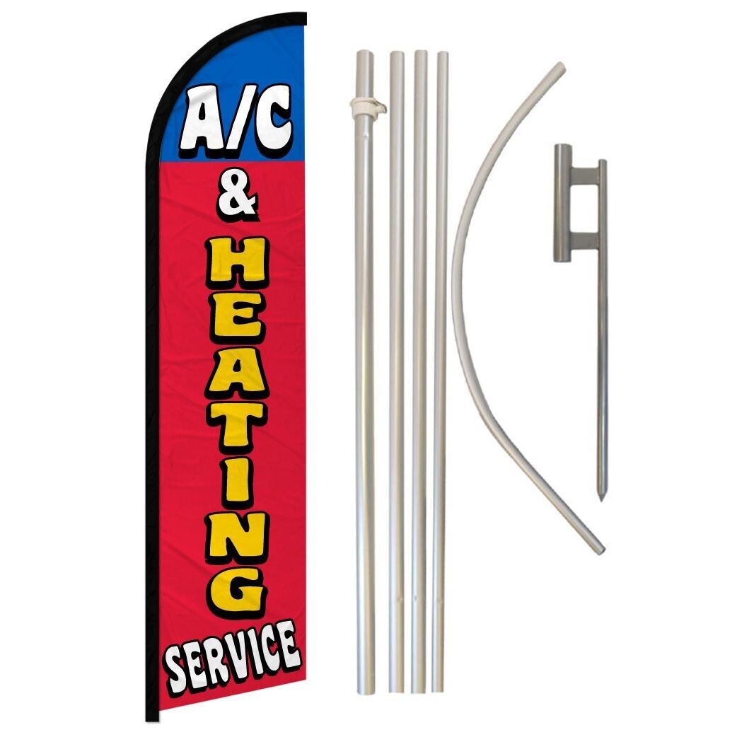 A/C & Heating Services Windless Banner Flag & Pole Kit