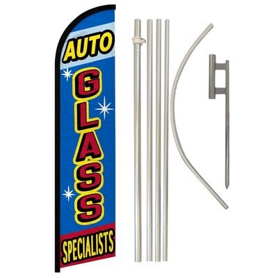 Auto Glass Specialists Windless Banner Flag &amp; Pole Kit