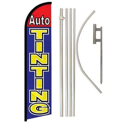 Auto Tinting (Red &amp; Blue) Windless Banner Flag &amp; Pole Kit