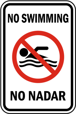 No Swimming Sign w/ symbol