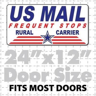 24&quot;X12&quot; US MAIL FREQUENT STOPS RURAL CARRIER MAGNET STAR &amp; STRIPES