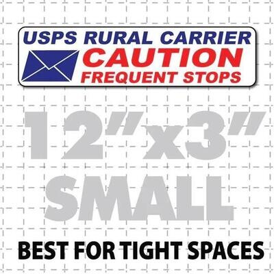 RURAL CARRIER MAGNETIC SIGN CAUTION FREQUENT STOPS ENVELOPE MAGNET 12&quot;X3&quot;
