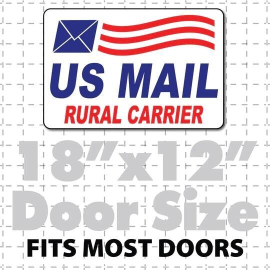 US MAIL RURAL CARRIER MAGNETIC SIGN FOR POSTAL WORKERS 18X12" WITH ENVELOPE WAVING FLAG