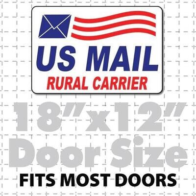 US MAIL RURAL CARRIER MAGNETIC SIGN FOR POSTAL WORKERS 18X12&quot; WITH ENVELOPE WAVING FLAG