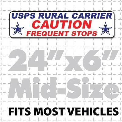 US MAIL MAGNETIC SIGN FOR RURAL CARRIER CAUTION FREQUENT STOPS 24X6&quot; STARS