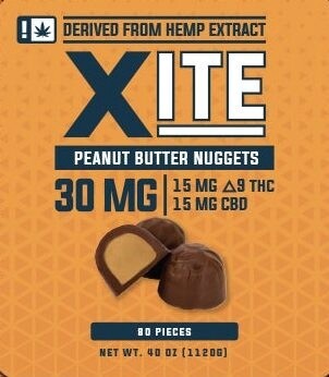 Xite Delta 9 Chocolate Peanut Butter Nuggets w/ CBD 1:1
