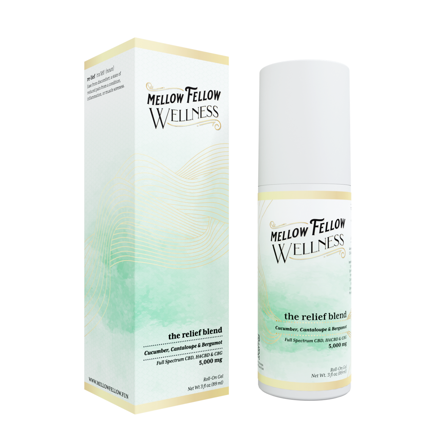 Mellow Fellow Wellness - Roll On - 5000mg - Relief Blend, Scent: Cucumber