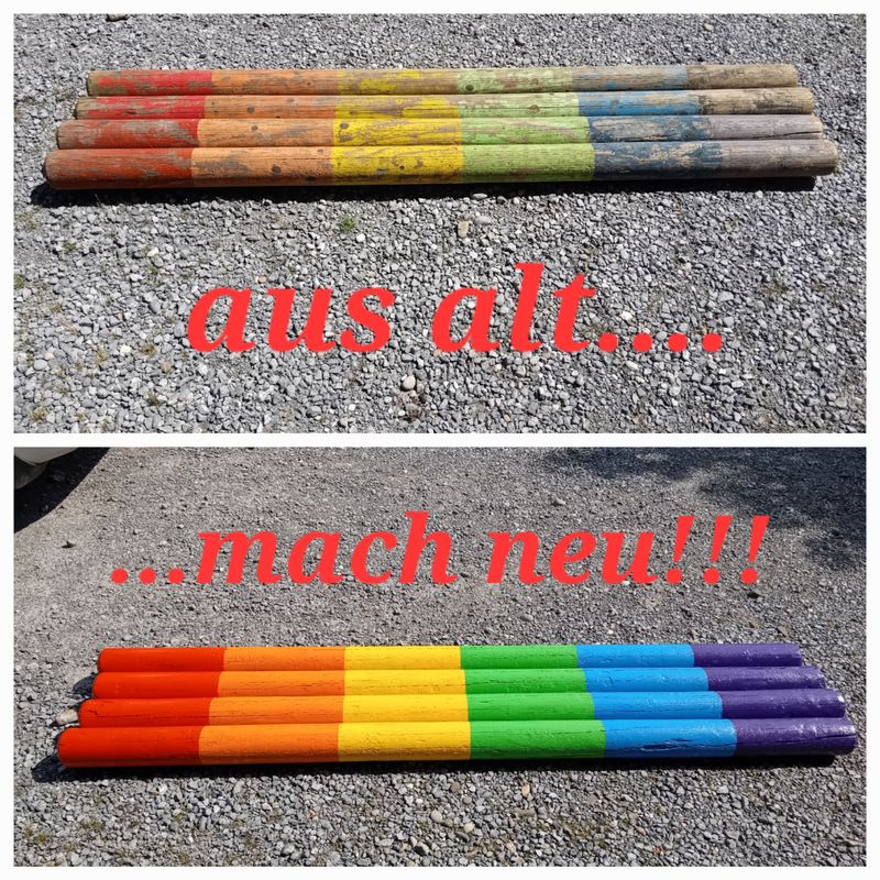 Aus alt mach neu! Stangen/Cavaletti neu streichen