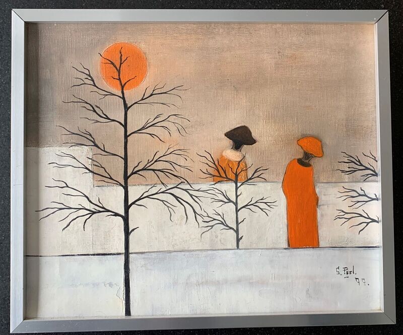 S.PEEL; Wintertuin met twee figuren