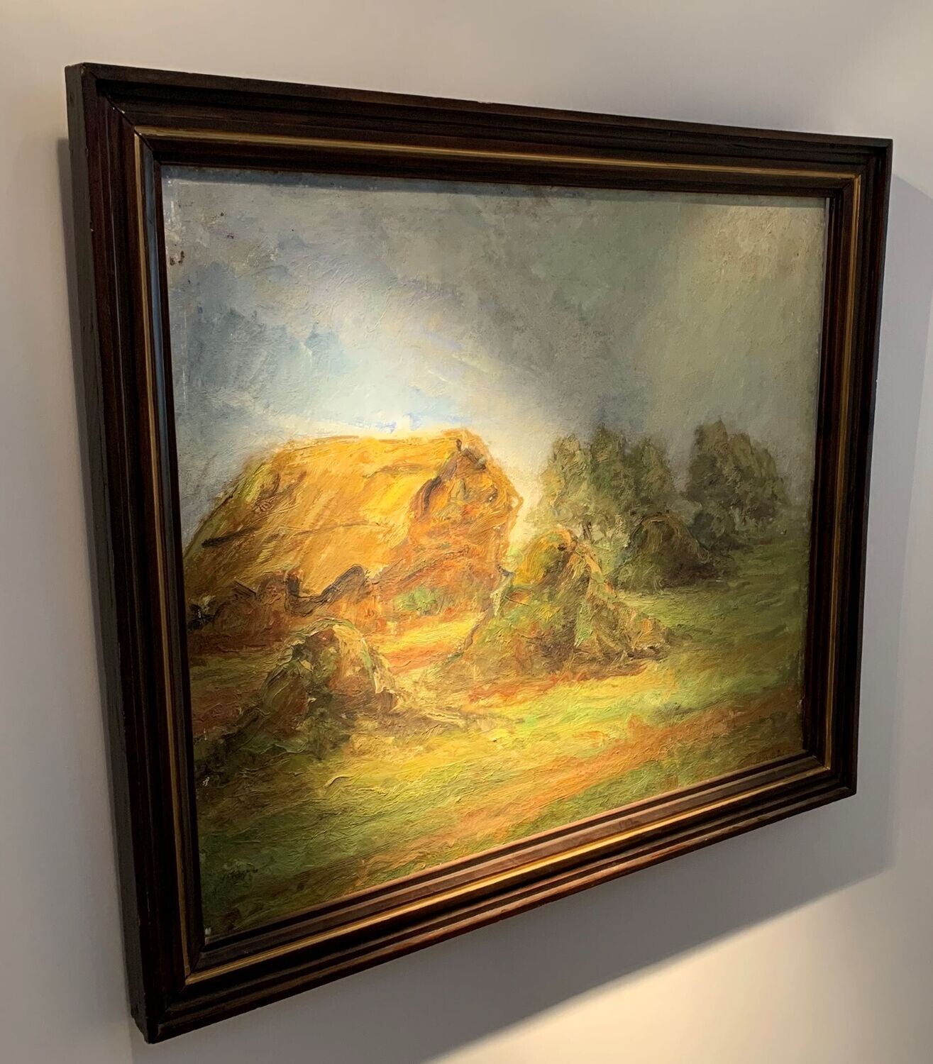 Bernard Swerts: Landschap met schuur en hooimijten