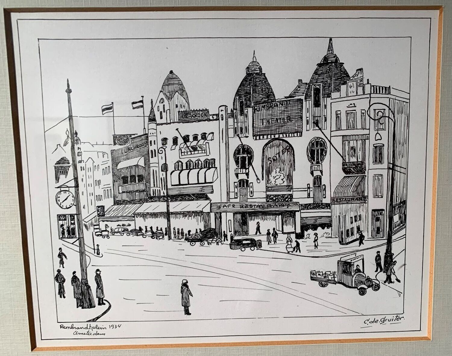 Rembrandtplein Amsterdam 1934
Kunstenaar: C. de Gruiter.