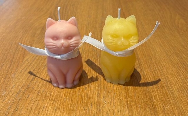 Set of cats, yellow and pink
