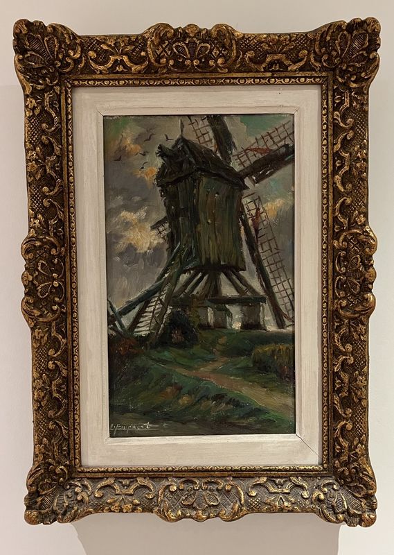 ​Staakmolen van Vivenkapelle  Kunstenaar: Lionel Poupaert (Brugge 1900- 1989).