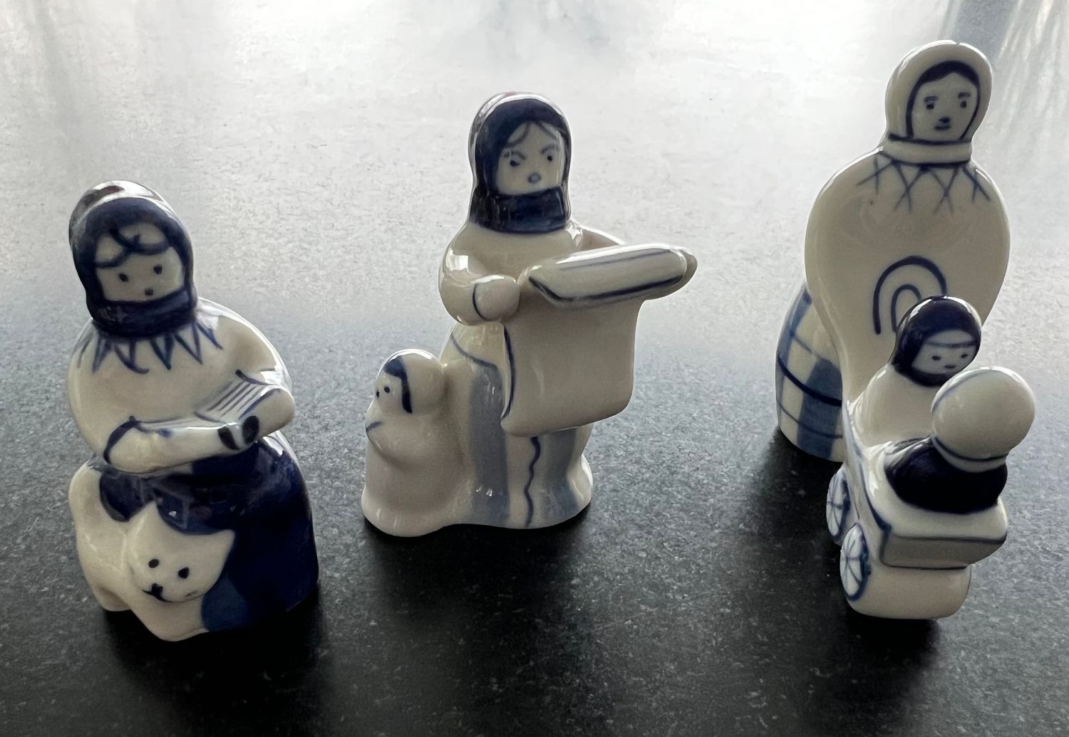 ​3 porseleinen Gzhel figuurtjes