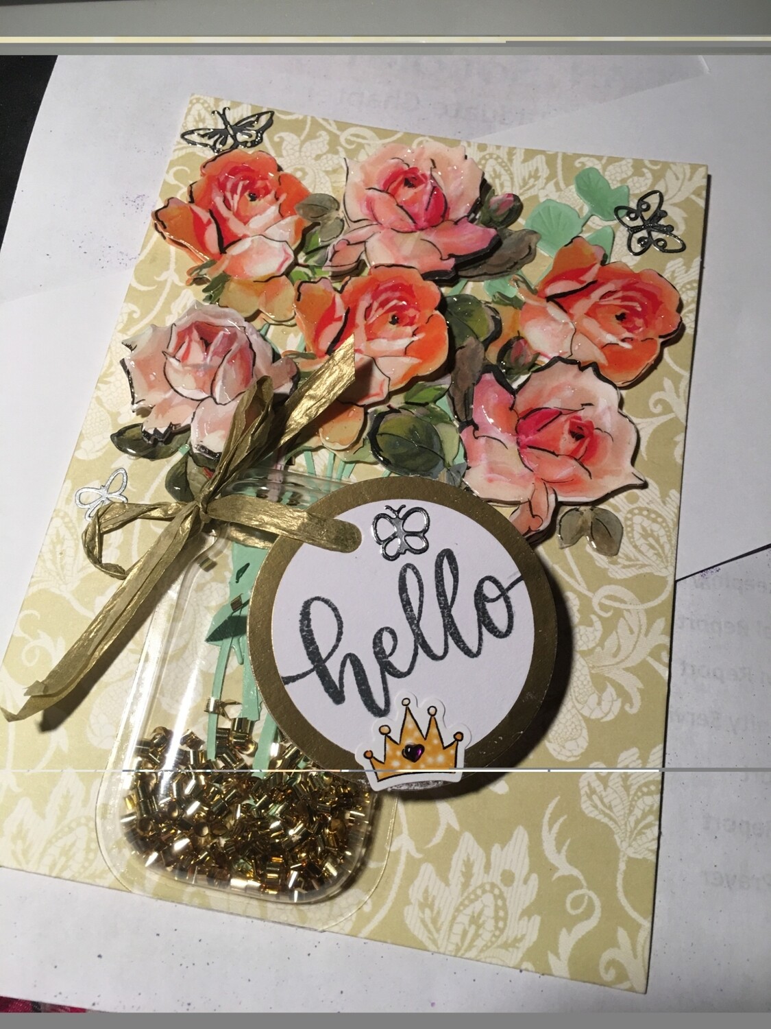 Shaker Vase Hello Card (A7) 5&quot;x7&quot;