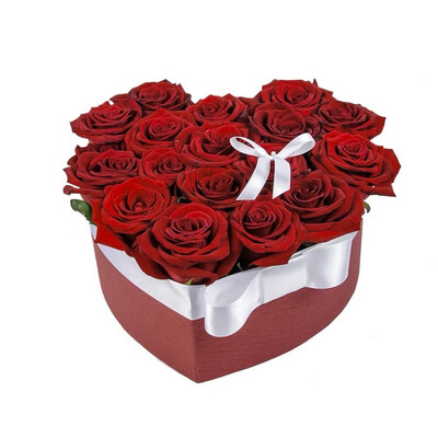 17 Roses Heart Box
